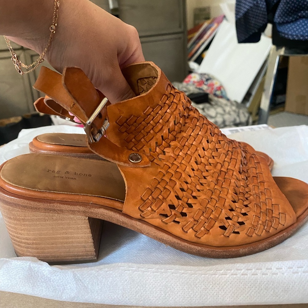 Rag And Bone Tan Heeled Open Toe Mules - image 4